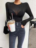 Basic Summer Breathable Long Sleeve Thin Knit Top image 3