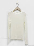 Basic Summer Breathable Long Sleeve Thin Knit Top image 7