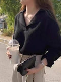 Basic Warm Vintage Green Oversized Loose White Sweater image 3