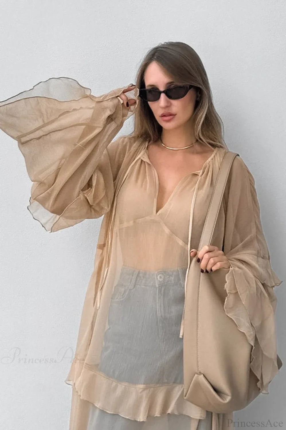 Batwing Sleeve Sun Protection Maxi Dress image 4