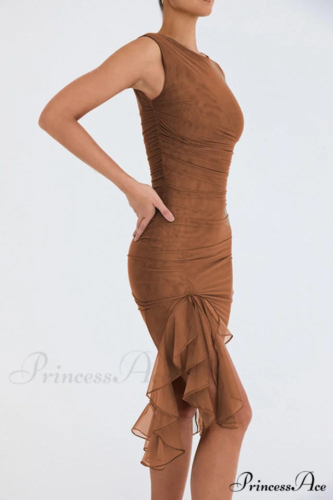 Bay Leaf Stylish Ruffle Midi Dress image 15