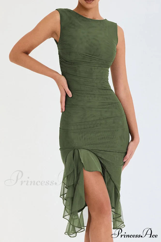 Bay Leaf Stylish Ruffle Midi Dress image 1