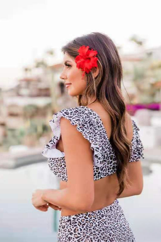 Ruffle Leopard High Waist Bikini Two Piece Swim Set image 5