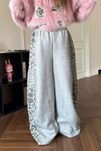 Retro Leopard Letter Embroidered Loose Pants image 3