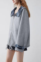 Checked Patchwork Casual Hoodie image 4