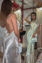 Elegant Draped Neck Backless Slit Long Prom Dress image 4