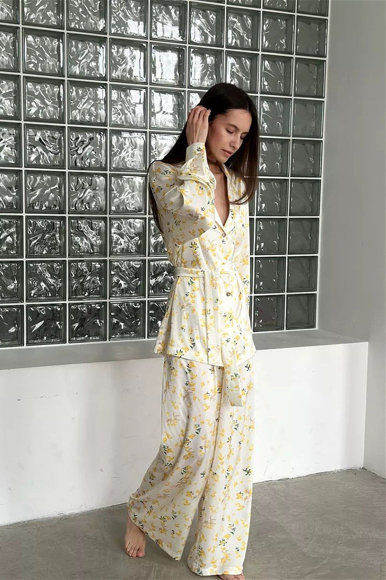 Floral Long Sleeve Cardigan Pants Loungewear Two Piece Set image 2