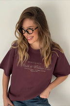 Minimalist Casual Cotton Letter Print Short Sleeve T-shirt image 1