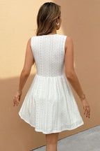 Elegant Sleeveless V Neck Lace Patchwork Jacquard Dress image 4