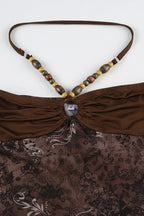Vintage Bead Asym Hem Mesh Halter Top image 4