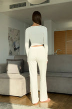 Knitted Cotton Jacquard Cropped Long Sleeve Three Piece Set image 9