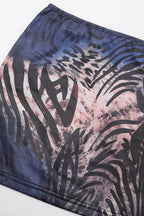 Tiger Print Mesh Off Shoulder Skirt Set image 5
