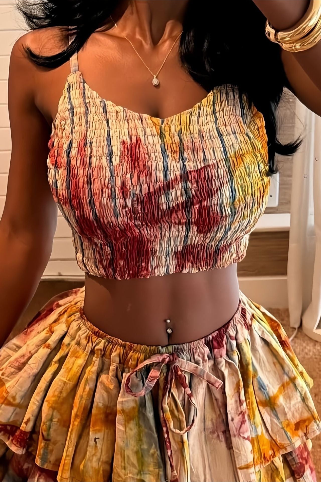 Sexy Cami Tiered Ruffle Two Piece Skirt Sets image 5