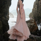Lace Bone Tube Mesh Flared Prom Dress image 4