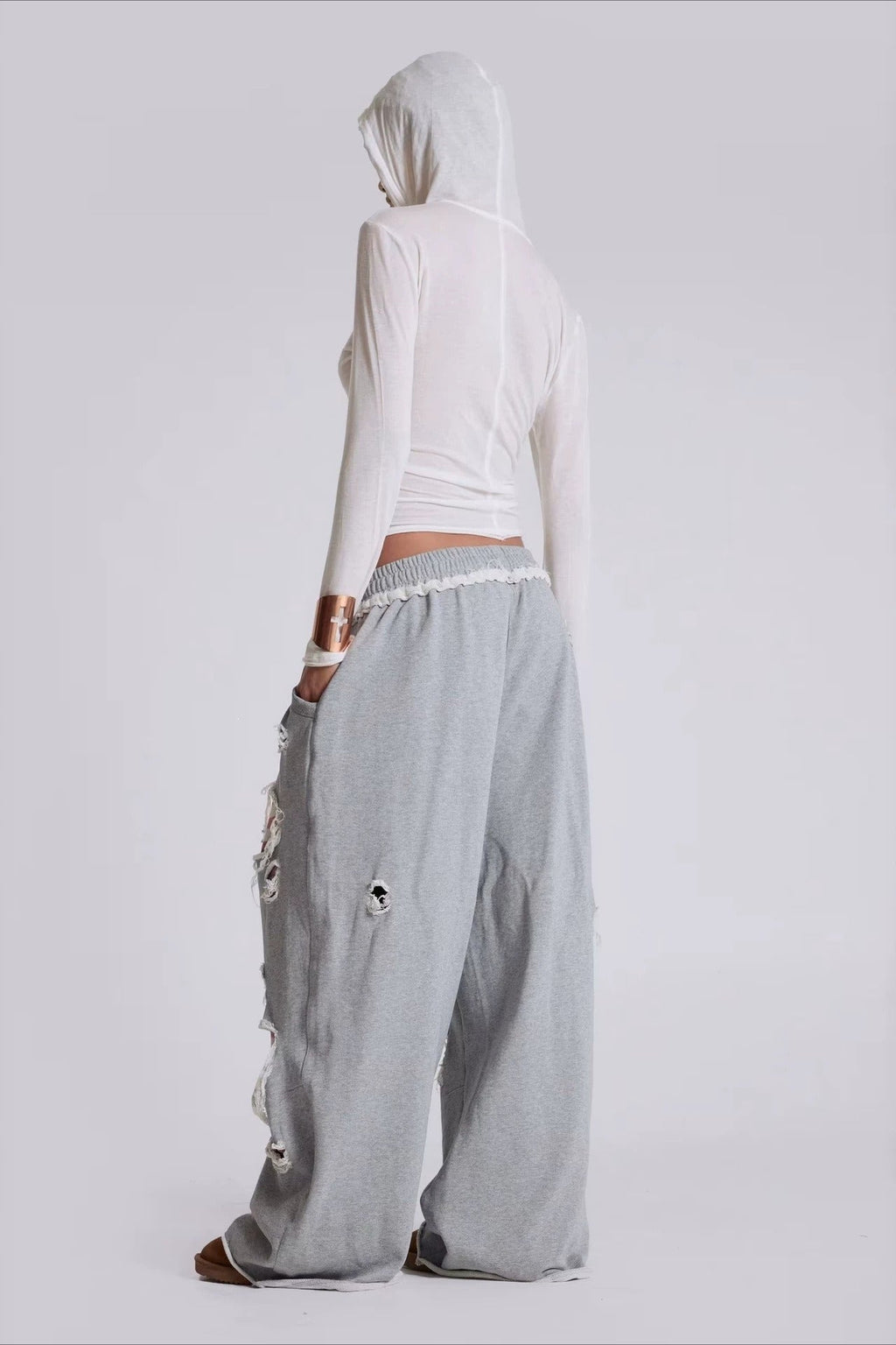 Sexy Y2K Star Patch Ripped Loose Pants image 4