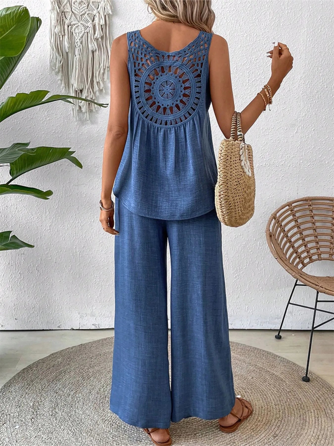 Camille Wide Leg Set detail view styled for Avrienne