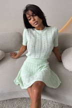 Lightweight Knit Solid Crew Neck Cutout Skirt Set image 10