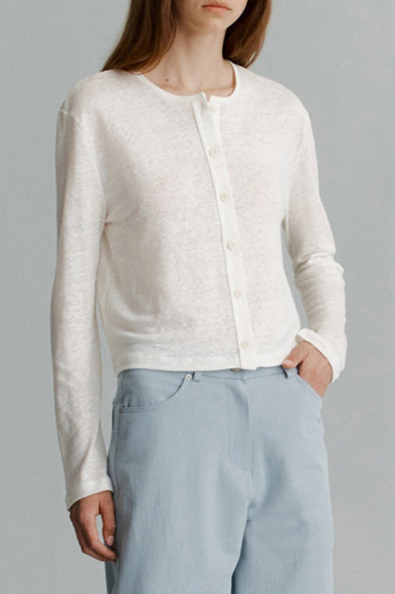 Solid Color Buttoned Knit Cardigan image 3