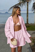 Chic Casual Versatile Cardigan Shorts Two Piece Set image 1