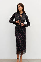 Chic Slim Floral Print Long Sleeve Skirt Set image 1