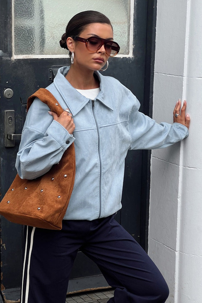 Casual Blue Suede Jacket image 1