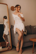 Textured Cross-Front Boho Dress image 1