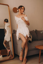 Textured Cross-Front Boho Dress image 1