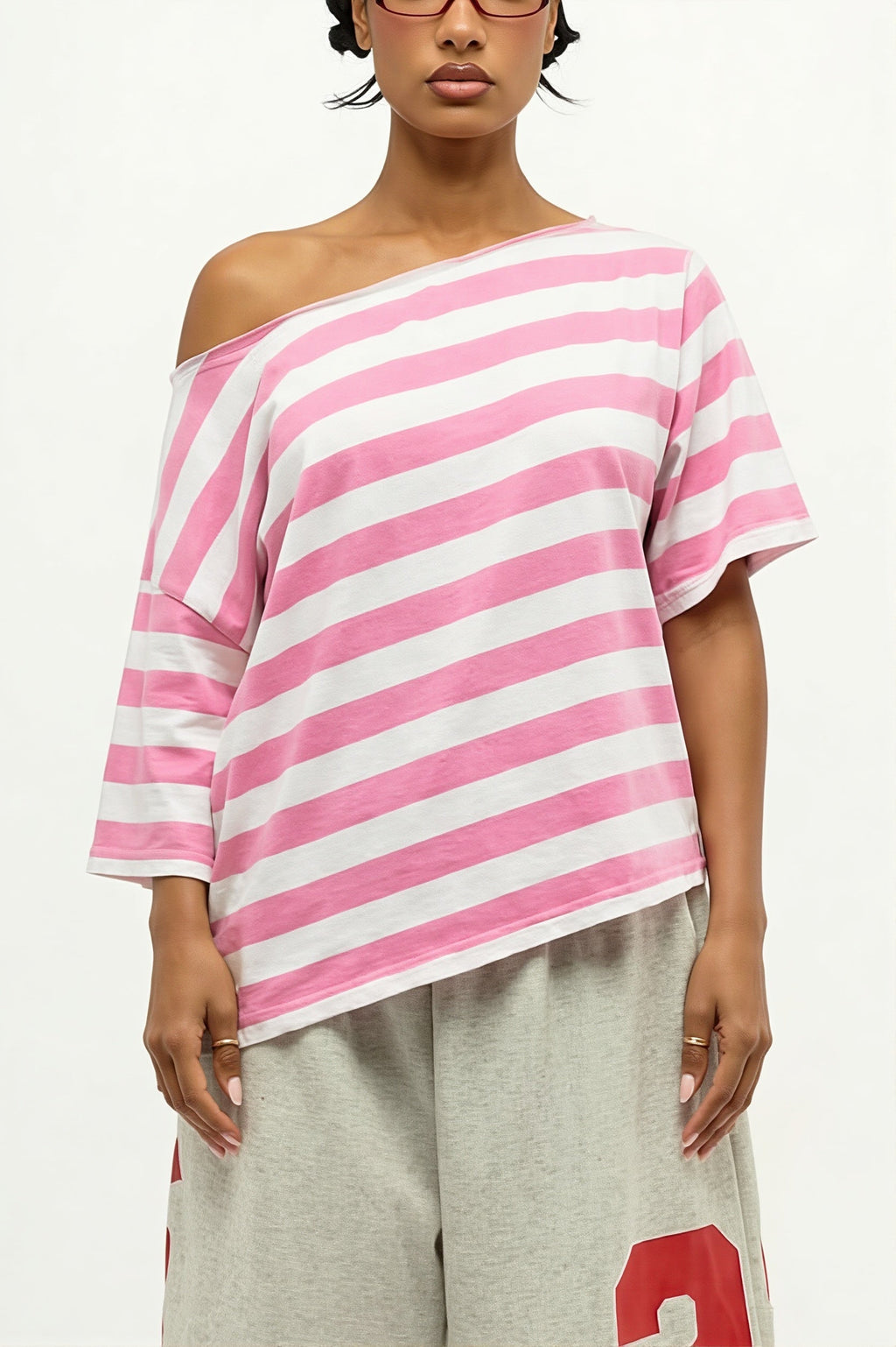 Casual Colorful Striped Loose T-Shirt image 1