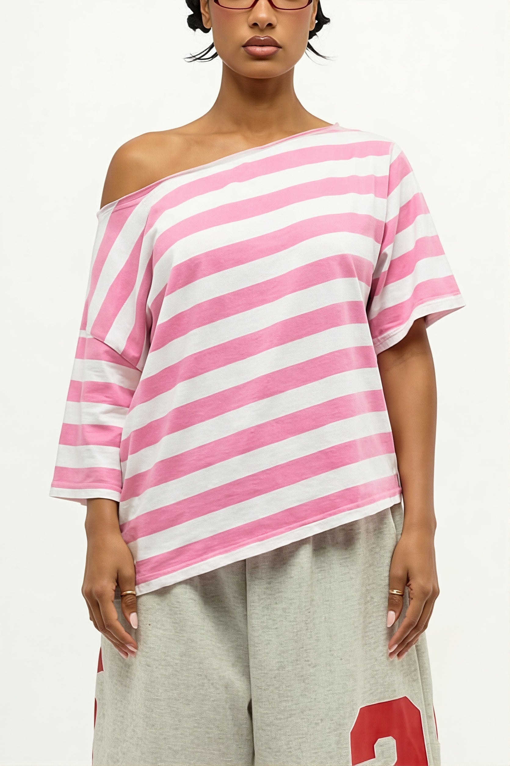 Casual Colorful Striped Loose T-Shirt image 1