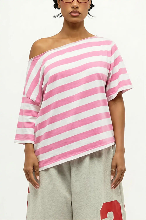 Casual Colorful Striped Loose T-Shirt image 1