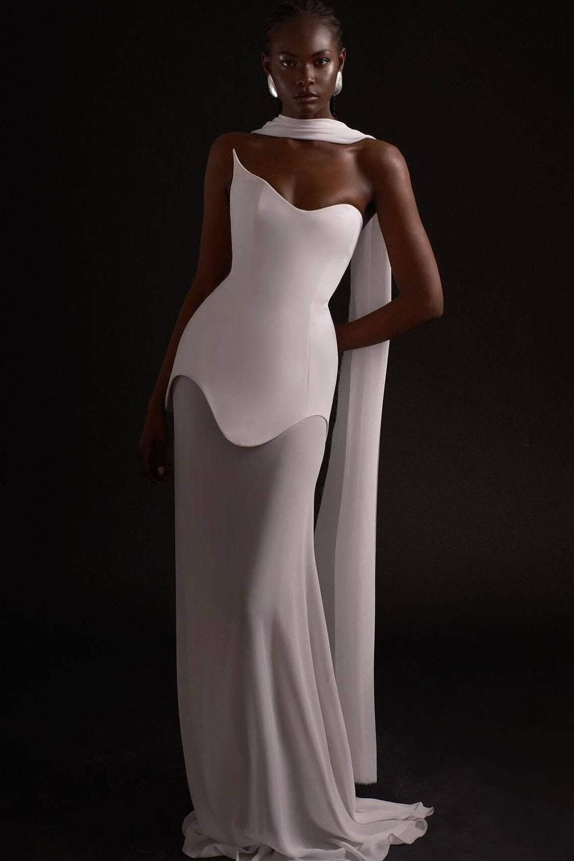 Simple Chic Long Streamer Strapless Bodycon Prom Dress image 4