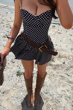 Sexy Polka Dot Bandeau Tie Waist Mini Dress image 4