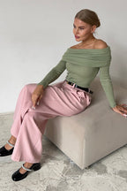 Slim Fit Off-Shoulder Knit Top image 2