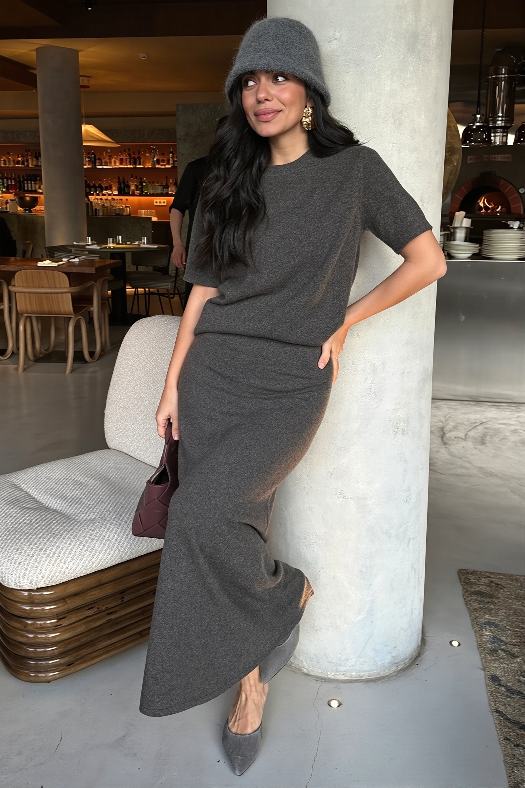 Sexy Knit Short Sleeve Pencil Skirt Sets image 5