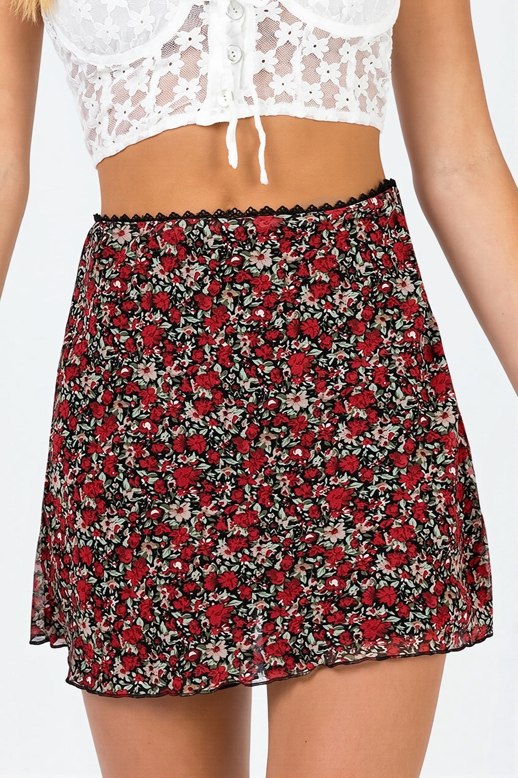 Printed Mesh Bodycon Mini Skirt image 1