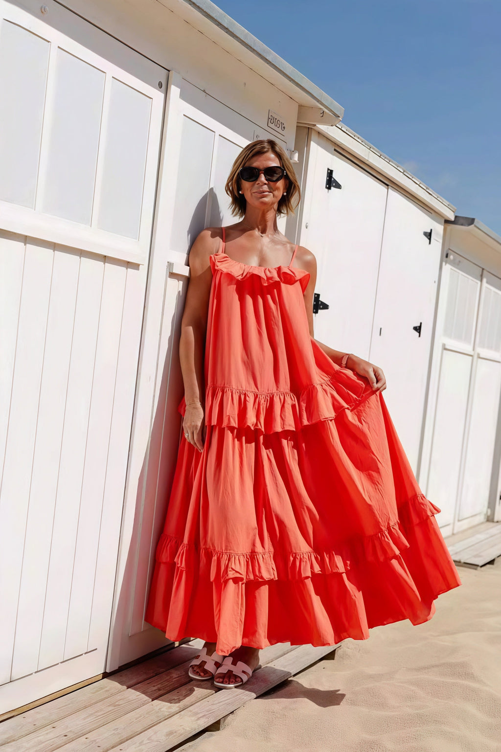 Ruffle Hem Flowy Beach Maxi Dress image 3
