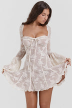 Lace Bell Sleeve Bandeau Sexy Mini Dress image 6