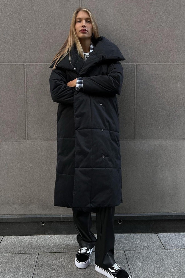 Long Stand Collar Relaxed Quilted Puffer Jacket image 28