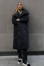 Long Stand Collar Relaxed Quilted Puffer Jacket image 28