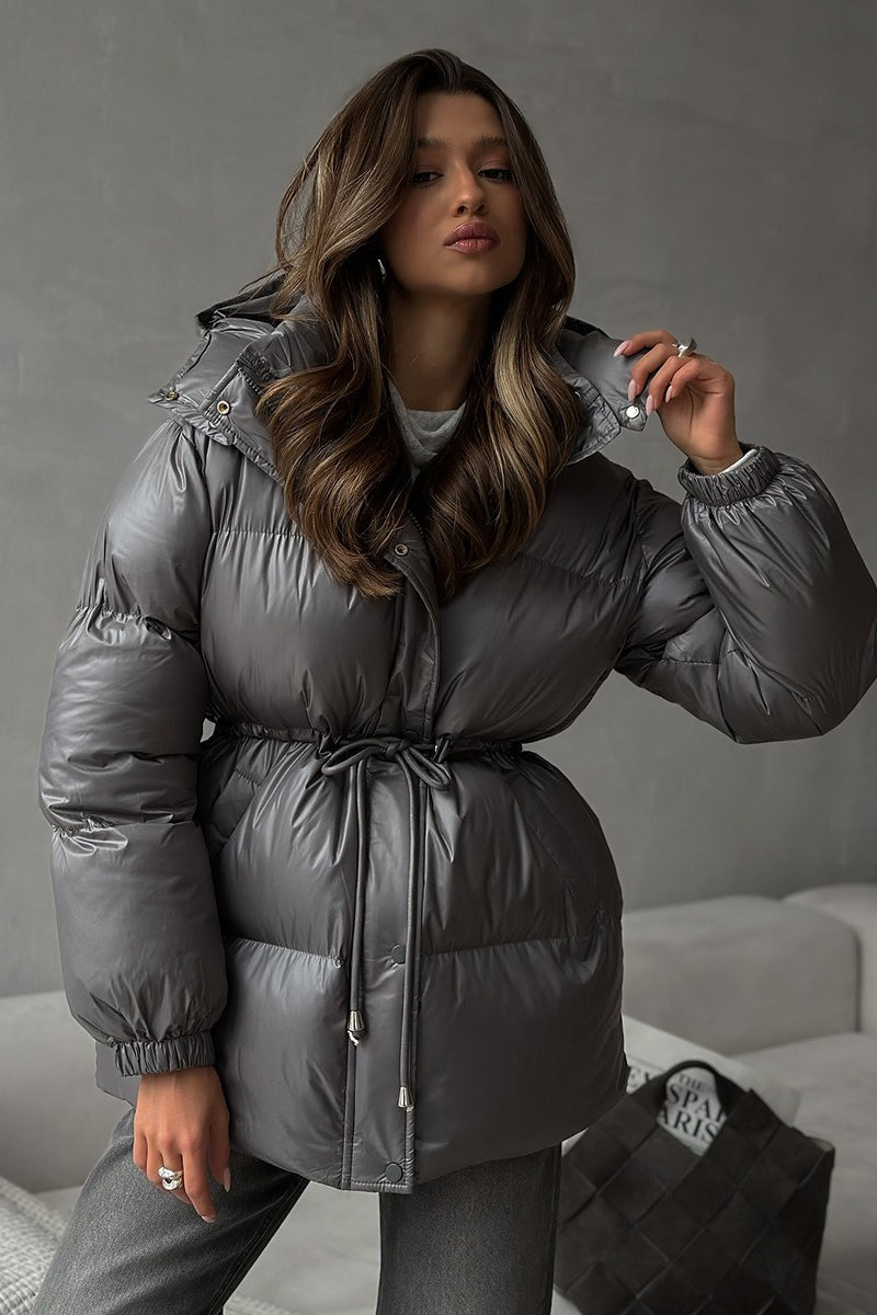 Adjustable Drawstring Hooded Puffer Jacket image 1