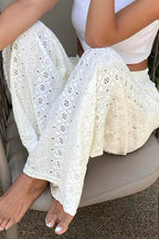 Sexy Solid Sheer Embroidery Drawstring Pants image 3