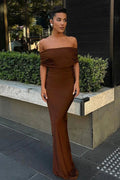 Off-Shoulder Backless Bodycon Maxi Dress image 1