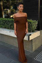 Off-Shoulder Backless Bodycon Maxi Dress image 1