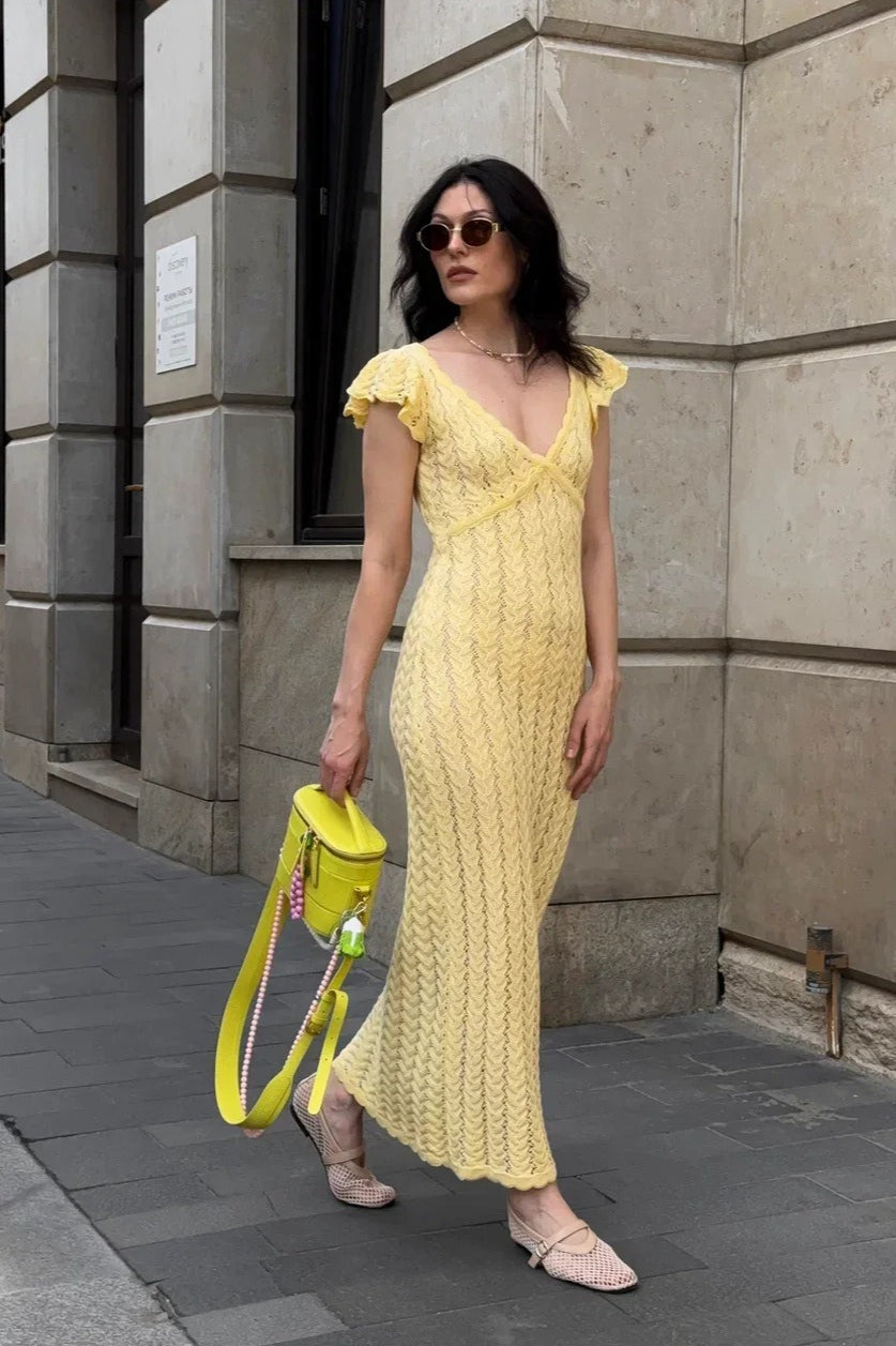 Ruffled Knit Backless V-Neck Boho Dress image 5