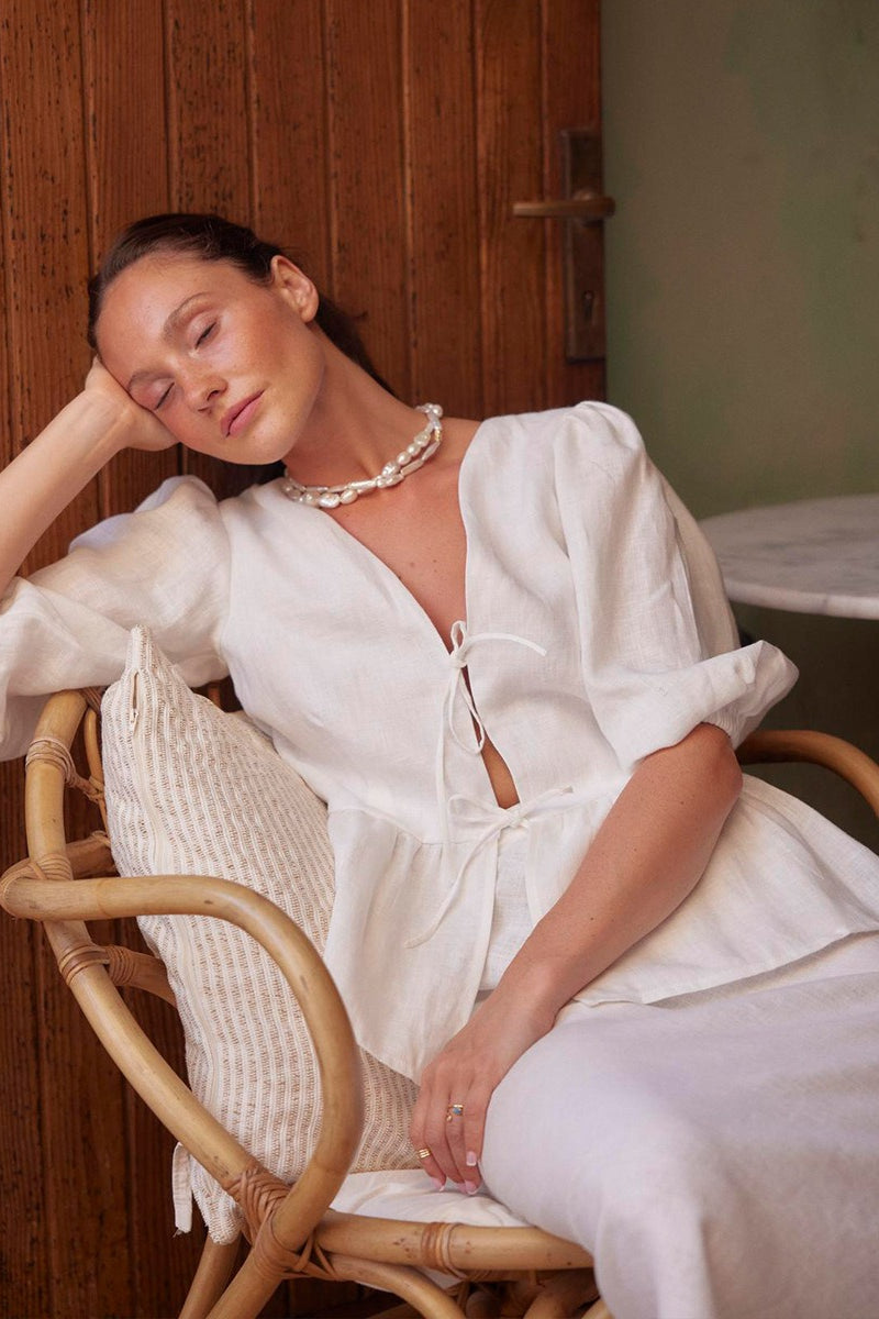 Cotton Puff Sleeve Shirt Skirt Set image 7
