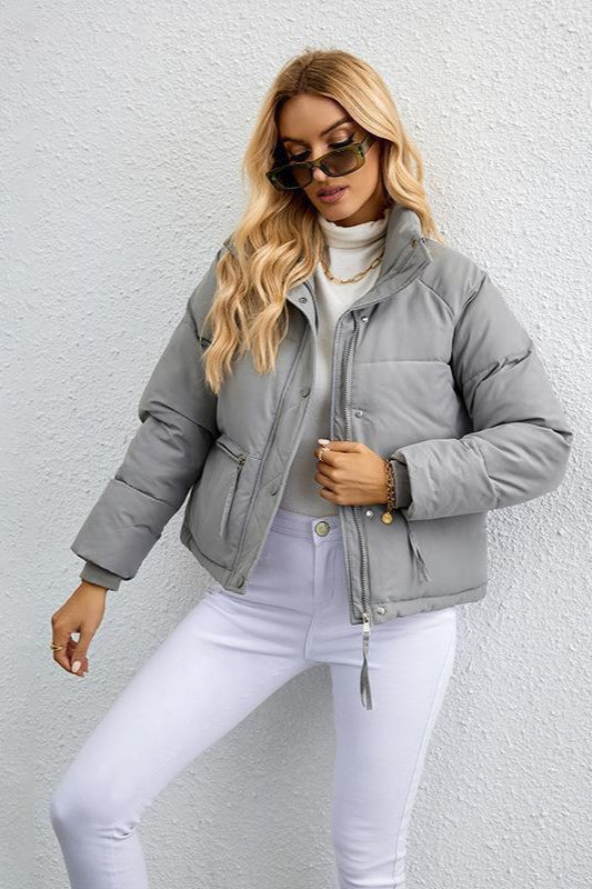 Short Stand Collar Puffer Coat image 10
