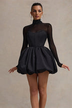 Mesh Bubble Hem Slim Elegant Socialite Mini Dress image 3