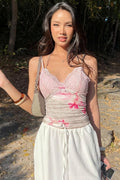 Floral Lace Panel Slim Crop Cami Top image 1