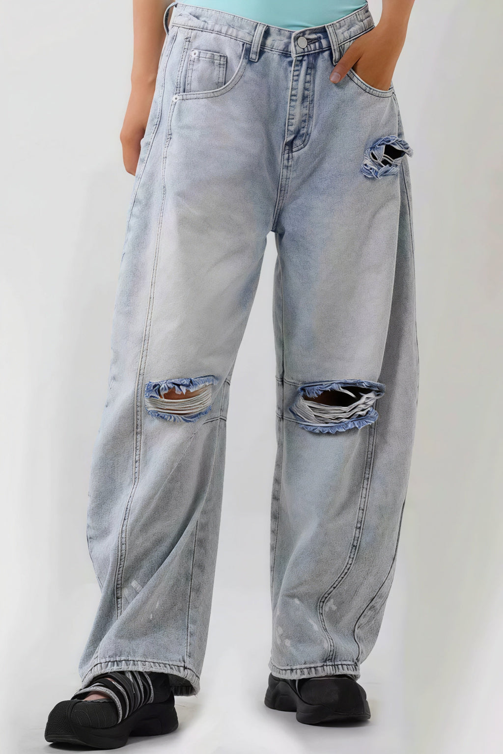 Vintage Distressed Heavy Loose Jeans image 4