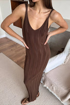 Sexy Knit Cami Backless Maxi Dress image 7